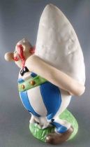 Asterix - Figurine Porcelaine Mate Eisa Années 80  - Obélix Portant un Menhir