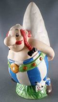 Asterix - Figurine Porcelaine Mate Eisa Années 80  - Obélix Portant un Menhir