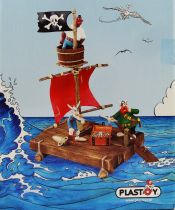 Asterix - Figurine PVC Plastoy - Le Radeau des Pirates avec Barbe-Rouge, Baba et Pegleg