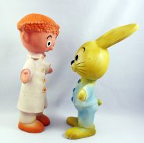 Bonhommet et Tilapin (RTB Radiodiffusion Television Belge) - Set de 2 figurines Pouet 24cm - 1966