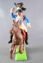 Britains Deetail Waterloo Français cavalier Cuirassier Bleu Chargeant Regardant à Droite Cheval Brun Galop Court