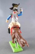 Britains Deetail Waterloo Français cavalier Cuirassier Bleu Chargeant Regardant à Droite Cheval Brun Galop Court