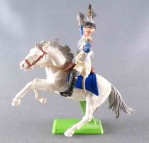 Britains Deetail Waterloo Français Cavalier Cuirassier Bleu Chargeant Regardant à Gauche Cheval Blanc Cabré