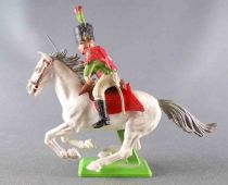 Britains Deetail Waterloo Français Cavalier Hussard Vert Chargeant Sabre Levé Cheval Blanc Galop Rentré