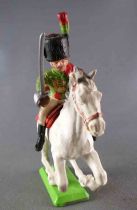 Britains Deetail Waterloo Français Cavalier Hussard Vert Chargeant Sabre Levé Cheval Blanc Galop Rentré