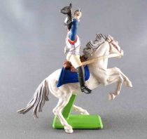 Britains Deetail Waterloo French Mounted Blue Cuirassier Charging Looking on Leftt White Rearing up Horse