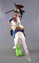 Britains Deetail Waterloo French Mounted Blue Cuirassier Charging Looking on Leftt White Rearing up Horse