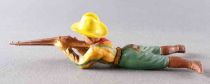 Clairet - Wild West - Cow boy 1st series - Footed laying firing rifle (yellow & blue Brown Trousers - yellow hat)