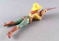 Clairet - Wild West - Cow boy 1st series - Footed laying firing rifle (yellow & blue Brown Trousers - yellow hat)