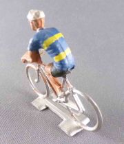 Cofalu (60\'s) - Cyclist (Plastic) - Blue Team Yellow Stripes Racing