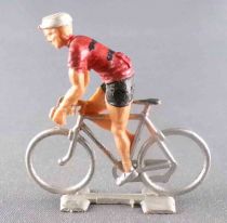 Cofalu (60\'s) - Cyclist (Plastic) - Red Team Black Stripes Standing Up