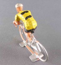 Cofalu (Années 60) - Cycliste Plastique - Equipe Jaune Bandes Noires Rouleur