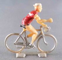 Cofalu (Années 60) - Cycliste Plastique - Equipe Rouge Bande Blanche Bidon Main Droite