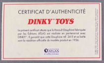 Dinky Toys Atlas 24E Renault Dauphine Blanche Neuf Boite avec Fascicule & Certificat