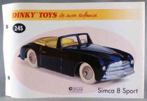 Dinky Toys Atlas 24S Simca 8 Sport Noire Neuf Boite avec Fascicule & Certificat