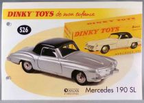 Dinky Toys Atlas 526 Mercedes 190 SL Argent & Noir Neuf Boite avec Fascicule & Certificat