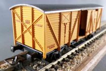 Electrotren Ho Renfe Rn Ochre Wooden Covered  Wagon 2 Axles Sliding Doors Vg no Box