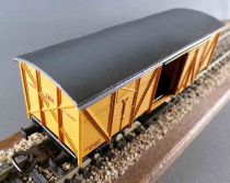 Electrotren Ho Renfe Rn Ochre Wooden Covered  Wagon 2 Axles Sliding Doors Vg no Box