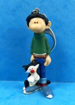 Gaston - Plastoy Keychain PVC Figure - Gaston and his cat