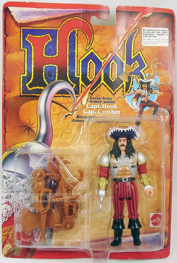 HOOK CAPTAIN HOOK ACTION FIGURE BY MATTEL IN 1991 MINT IN CARD - NEW IN BOX