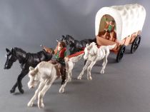 Jecsan - Far-West - Jecsaramas del Oeste Series - Cow-Boys Covered Wagon 4 Horses Diver & Guard