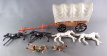 Jecsan - Far-West - Jecsaramas del Oeste Series - Cow-Boys Covered Wagon 4 Horses Diver & Guard