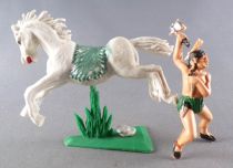 Jecsan - Wild-West - Indians 2nd Series - Mounted Brandishing Tomahawk White Horse