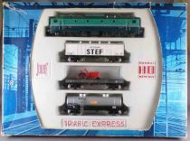 Jouef M765E Ho Sncf Coffret Trafic Express Loco Electrique CC 7107 3 Wagons 8 Rails