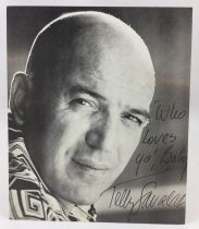 Kojak (TV 1973) - Black and White photo card with printed Telly Savalas dedication