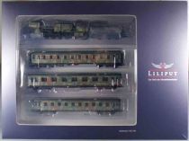 Liliput 130002 Ho Dr WW2 German Wehrmacht Train Set Steam Loco 42 1701 + 3 Coaches