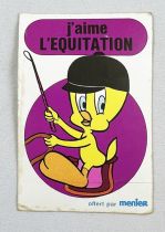 Looney Tunes - Autocollant Promotionnel Menier - Titi : \ J\'aimé l\'Équitation\ 