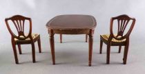 Lundby of Sweden # 9402 - Classic Dining Room Wooden Table + 2 Chairs + Sideboard Dolls House Furniture