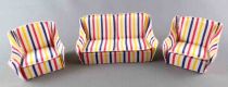 Lundby of Sweden - Fabric Sofa & 2 Armchairs Striped Fabrics Dolls House Furniture