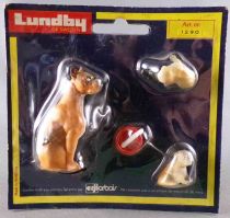 Lundby of Sweden Réf 1290 - 3 Chiens & Gamelle avec Os Maison de Poupées Neuf Blister