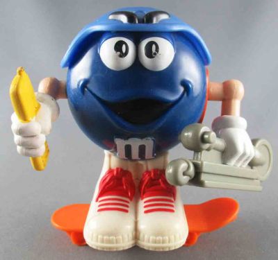 M&M's - Mc Donald's Removable Figure - Blue on Orange Skateboard