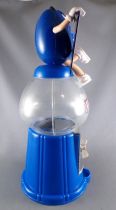 M&M\'s Candy Dispenser - Blue with Saluda al Rey Sign on Blue Counter Top Dispenser