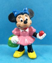 Mickey and friends - Bully 1985 PVC Figure - Minnie Mouse with basket and easter eggs