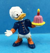 Mickey et ses amis - Figurine PVC Bully 1986 - Grand Mère Donald avec gateau d\'anniversaire