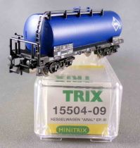 Minitrix 15504-09 Ech N Db Wagon Citerne à Bogies Bleu Aral Neuf Boite