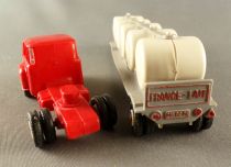 Norev Micro Miniature  522 Ho 1:86 Red Unic ZU 120 Truck with France Lait Milk Containers Trailer