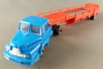 Norev Micro Miniature 523 Ho 1:86 Blue Unic ZU 120 Truck with Red Gas Bottles Trailer