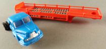 Norev Micro Miniature 523 Ho 1:86 Blue Unic ZU 120 Truck with Red Gas Bottles Trailer