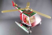 Obertoys - Red Cross Helicopter Tinplate & Plastique Pull Back Folding Wings