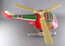 Obertoys - Red Cross Helicopter Tinplate & Plastique Pull Back Folding Wings