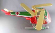 Obertoys - Red Cross Helicopter Tinplate & Plastique Pull Back Folding Wings