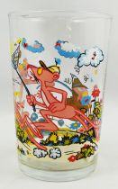 Pink Panther - Amora mustard glass 1983 - Pink chasing butterflies