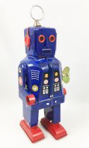 Robot - Mechanical Walking Tin Robot - Space Robot (sparkling) blue MS403A