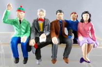 Scalextric 1:32 - Plastic Figure 54 mm - Group of 5 Seated Spectators including Children for Slot Car 2