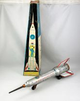 Space Toys - Friction Powered Tin Toy - Space Rocket Holdrakéta Interkosmosz (Elzett Müvek Lemezáru Gyára)