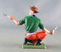 Starlux - Cow-Boys - Series 64 (Luxe Speciale) - Footed firing 2 pistols kneeling (green & red) (ref 5122)